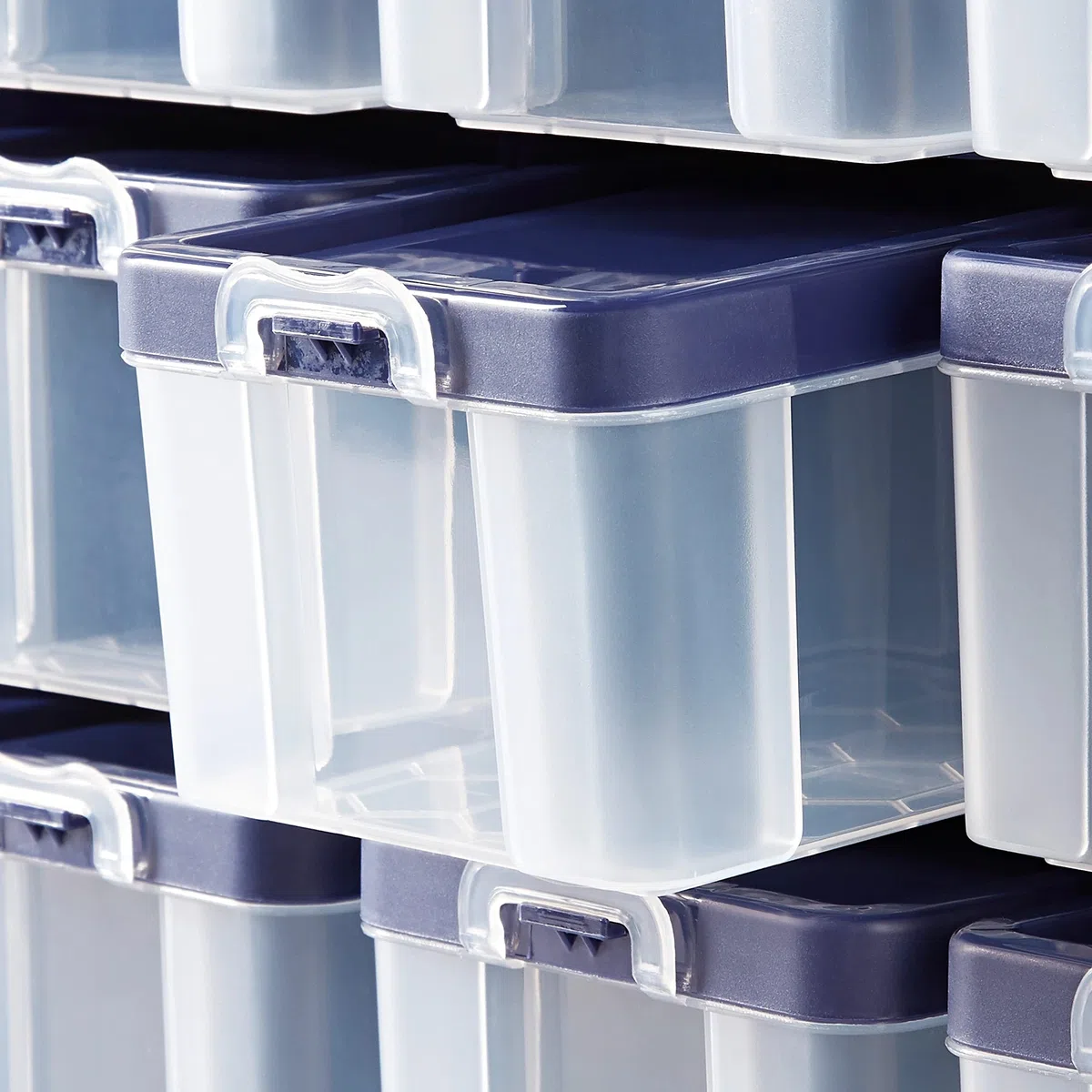 Prym 612399 Sortierkasten mit 9 Boxen, Organizer für kleinteiliges Nähzubehör, Pflaumeblau/Transparent