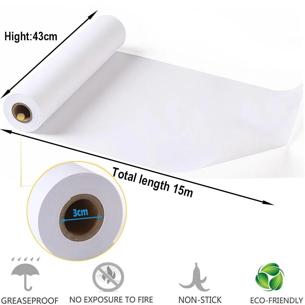 Zeichenpapier Rolle, 43cm x 15m Weiße Papierrolle, 2 Stück Zeichenrolle Kinder Künstler Skizze Malerei Papier, 70g/m² Recycelte Staffeleipapier für Kleinkinder Kinder Studenten