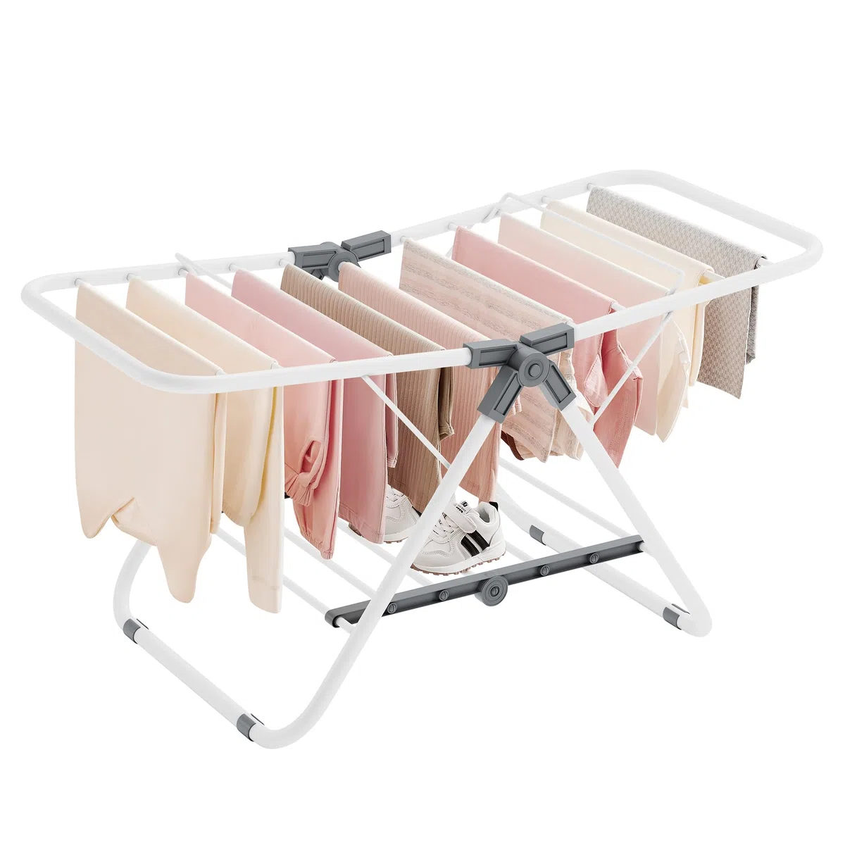 SONGMICS Wäscheständer klein, Faltbare Standtrockner mit 2 Flügeln, platzsparend, Metall, für kleine Kleidungsstücke, Handtücher, Badezimmer, Balkon, 44 x 101 x 54 cm, wolkenweiß LLR504W01