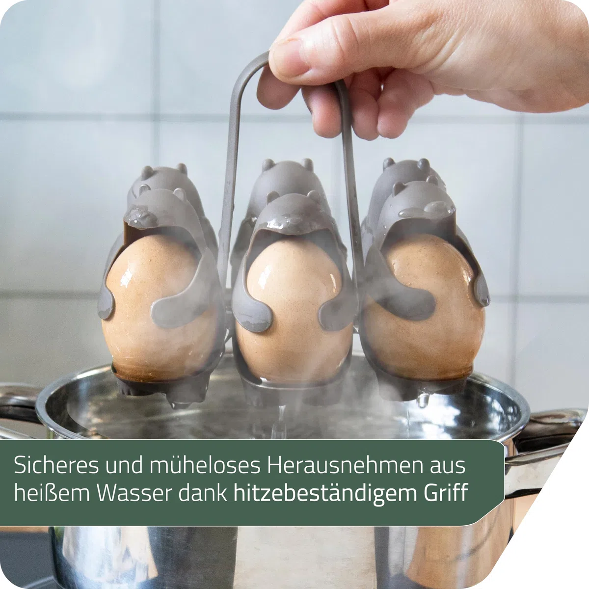 PELEG DESIGN – Egguins-förmiger Eierspender & Eier Aufbewahrung – Eierkocher & Kühlschrank Organizer für 6 Eier – Perfekt für Weich- und Hartgekochte Eier (Eggbears)