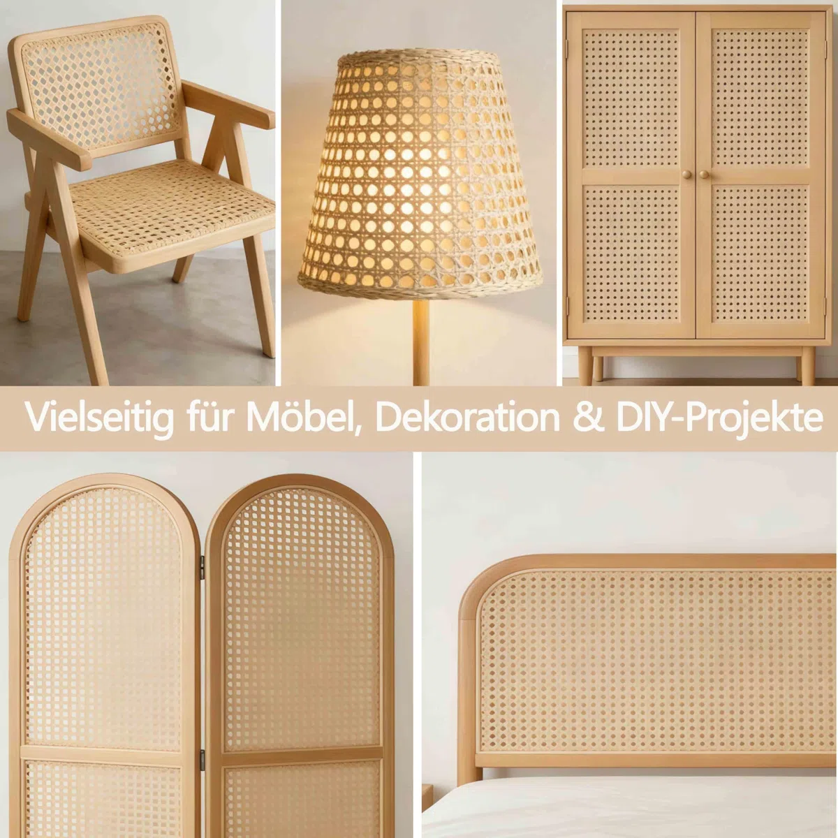 Wiener Geflecht 40x150 cm, HATOVI wasserdichtes PE-Rattan, handgemachtes Sternanis-Muster, flexibel schneidbar für Möbel-Renovierung & DIY-Deko