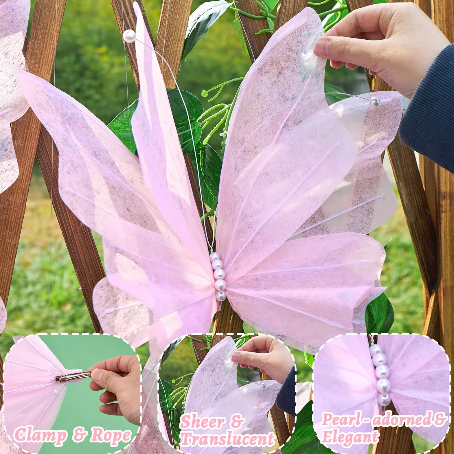 SUNBEAUTY 6 Stück 3D Große Schmetterling Deko Rosa Papier Schmetterlinge Deko für Gartenparty Deko Kindergeburtstag Deko Tischdekoration Innen Frühling Deko Tischdekoration Hochzeit Kinderzimmer Deko