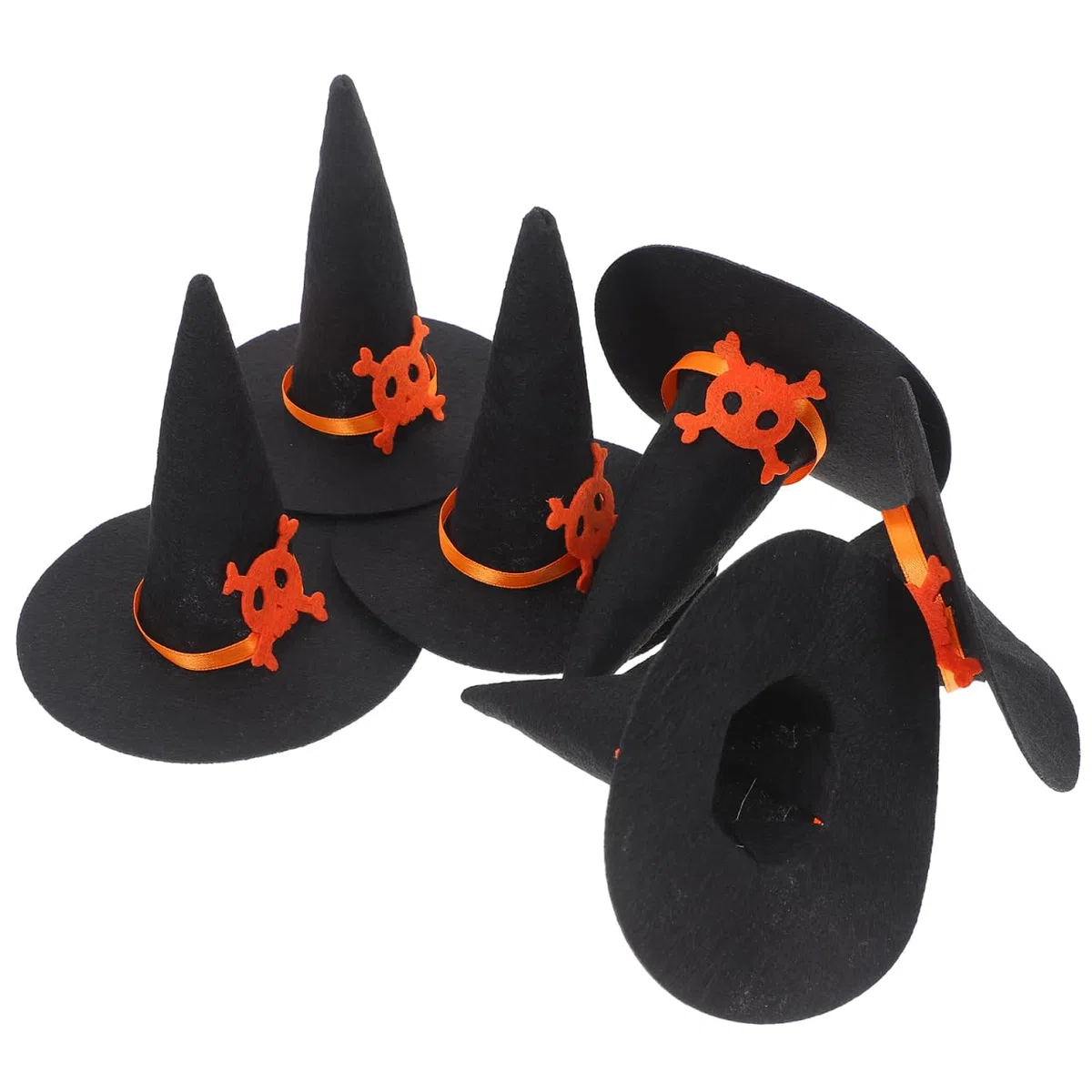 IMIKEYA 6 Stück Filz Mini Hexenhut Basteln Halloween kleine Hexenhut Deko Weinflaschen Mini Hexenhüte zum Basteln Zubehör Partydekorationen, Schwarz