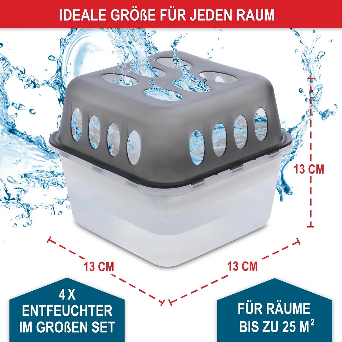 Onbest großes Luftentfeuchter Set-4x Entfeuchter mit 8x 400g Nachfüllbeutel Granulat–Gegen Feuchtigkeit, Schimmel&schlechte Gerüche–Raumentfeuchter ohne Strom-Luftentfeuchter Raumentfeuchter, Grau