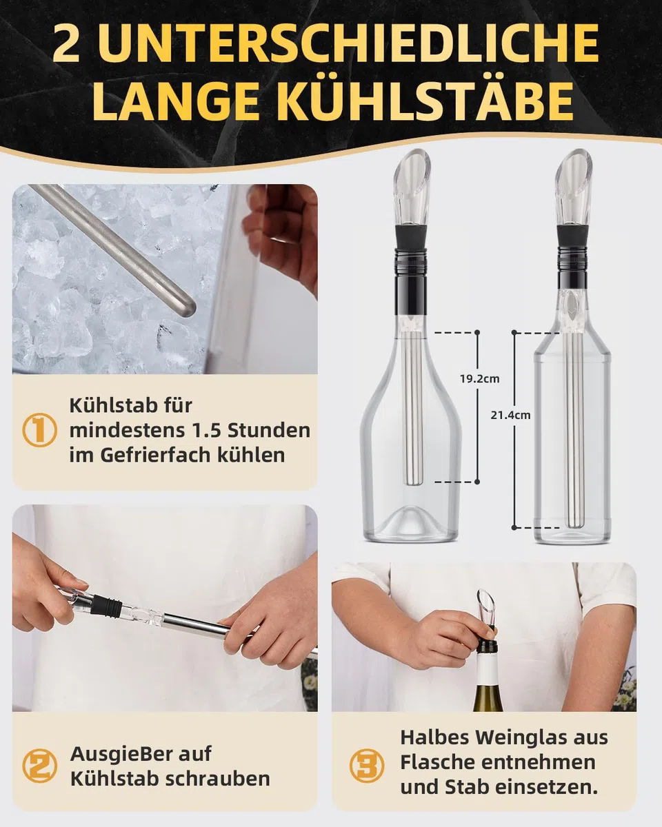 OAKSEA 7-in-1 Weinkühlstab Weihnachtsgeschenke, Weinkühler Geschenke für Männer Frauen Weihnachten, Ideales Adventskalender Geschenk für Weinliebhaber, Flaschenkühler Wein-Zubehör Wichtelgeschenke