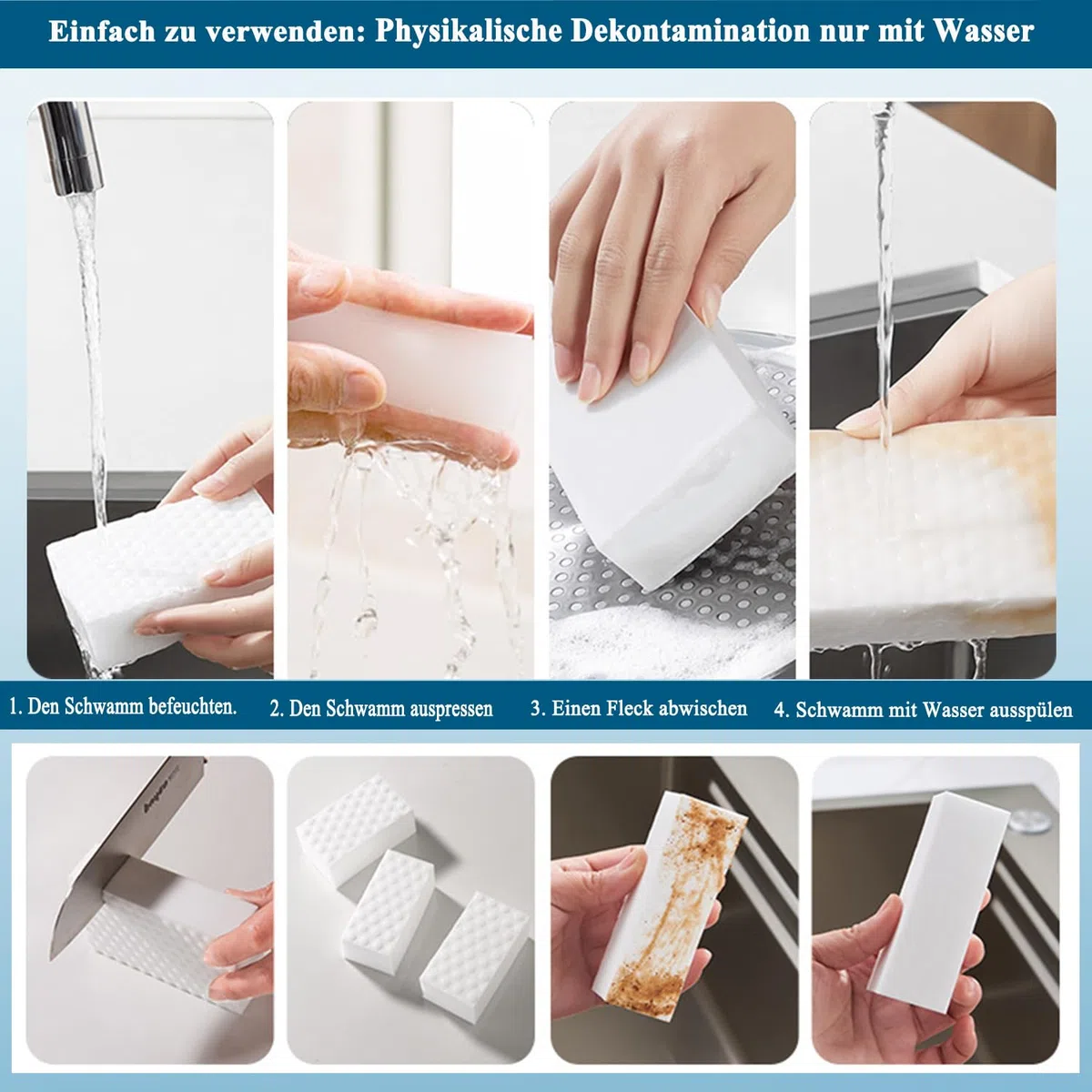 50 Stück Schmutzradierer Schwamm, (2X verdichtet) Weiß Extra Stark Melamin Zauberschwamm, Multifunktional & Kratzfrei Radierschwamm Putzschwamm für Haushalt, Küche, Bad, Schuhe & Wand