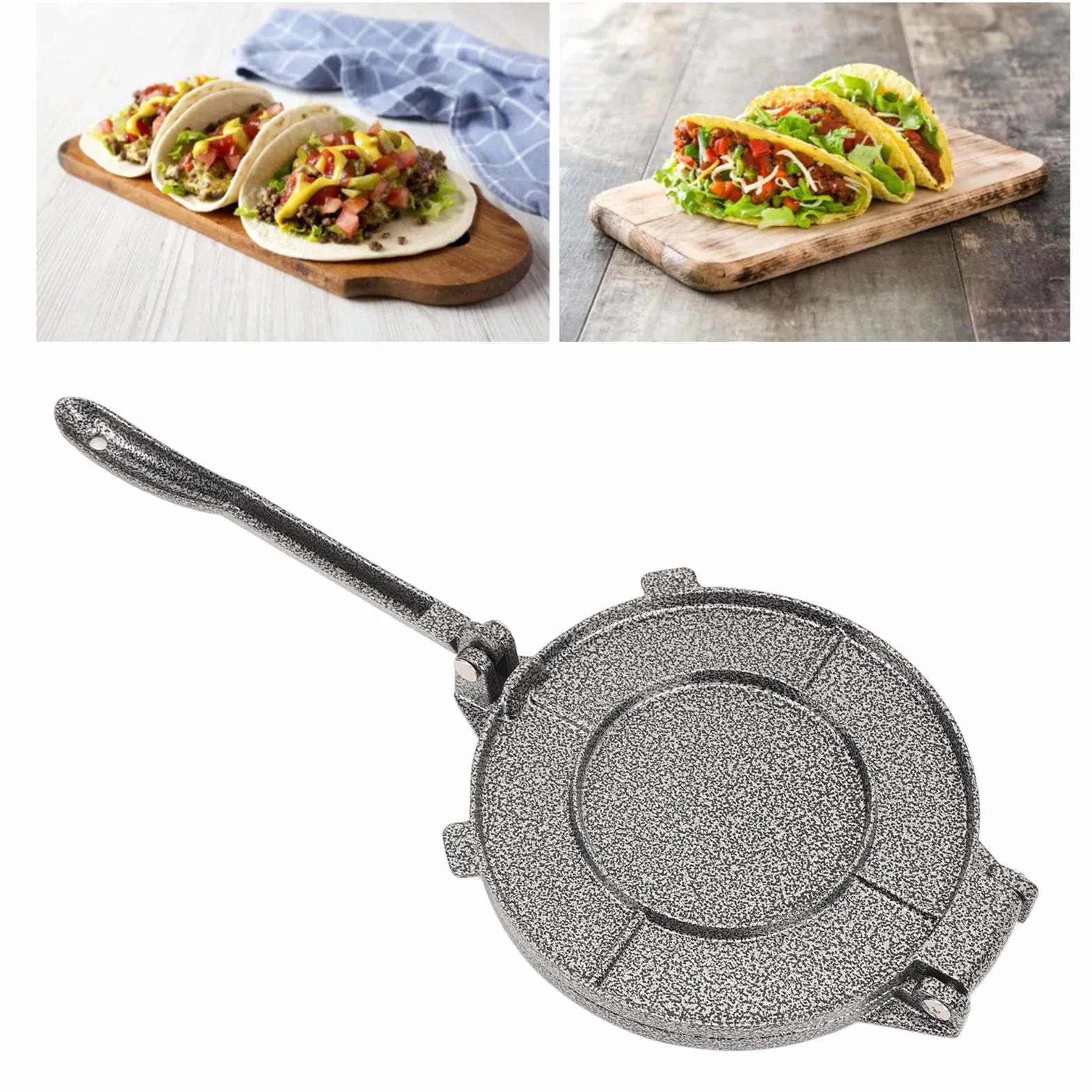 Fockety Tortillapresse, 6,3 Zoll Aluminiumlegierung Tortilla-Hersteller Mehl-Tortilla-Presser Roti Maker Taco-Presse mit Klappbarem Griff, Teigpresse für das Frühstück zu Hause