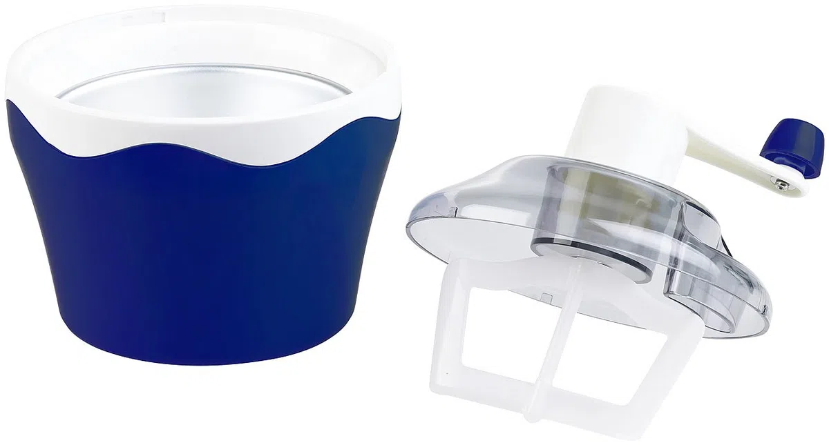 Rosenstein & Söhne Eismaschine ohne Strom: Manueller Speiseeis-Bereiter mit Handkurbel, 500-ml-Kühlbehälter (Eisbereiter, Eismaschine manuell, Kühl)