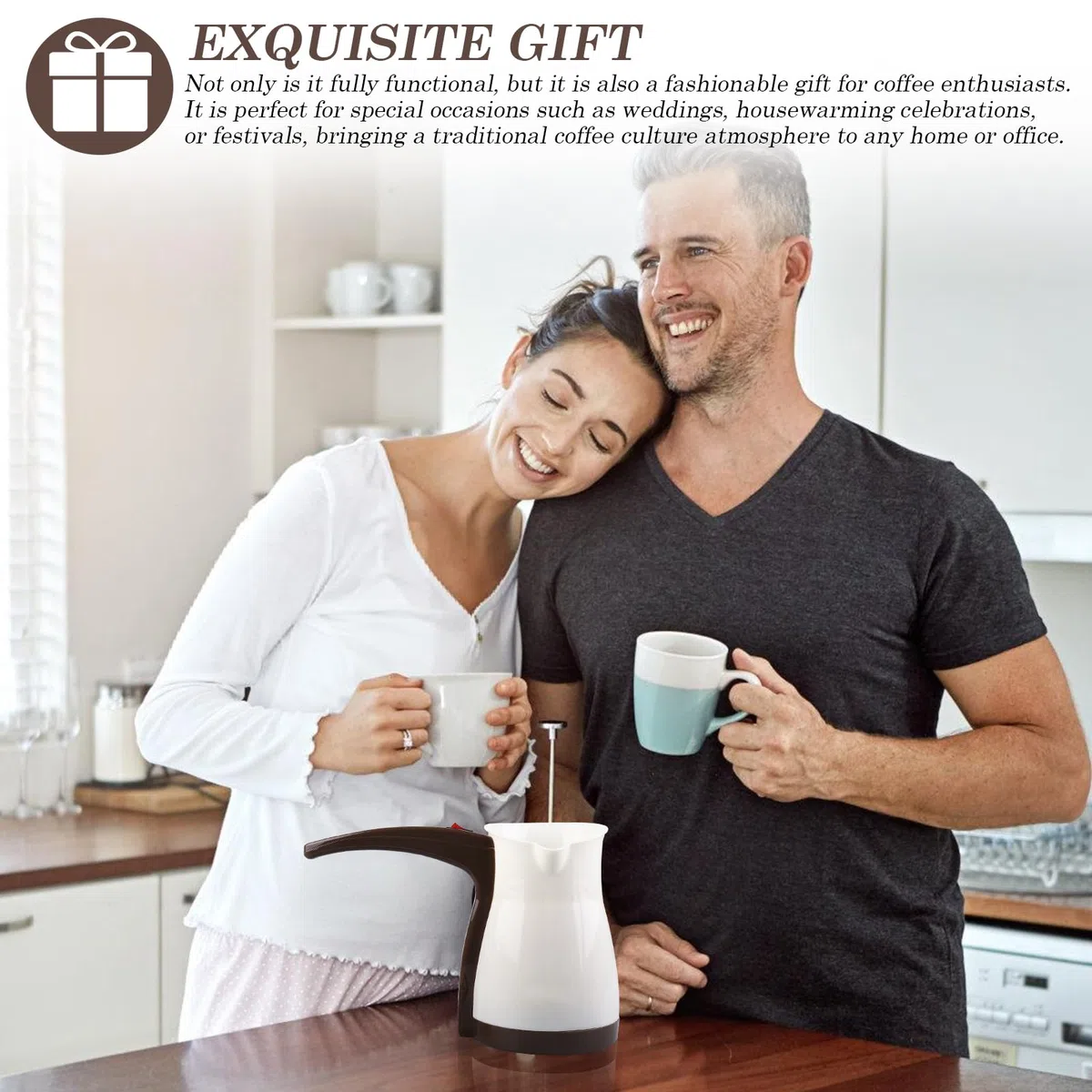 Elektrische Türkische Kaffeemaschine, 500ML Edelstahl Turkischer Kaffeekocher mit Handgriff & Schalten, Mokkakanne, Türkischer Mokkakocher, für Familie, Büro - 1000W