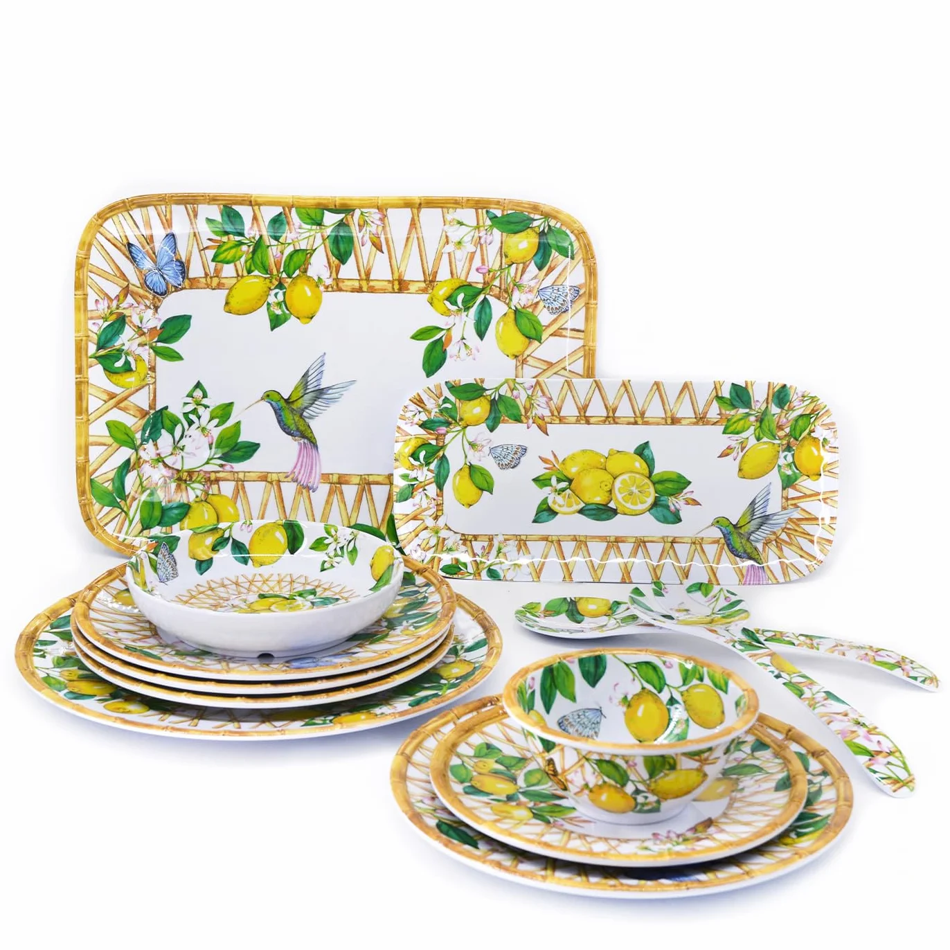 Les Jardins de la Comtesse - Salatbesteck aus Melamin – Capri – 33 cm – Zitronen gelb – Geschirrset Quasi-unzerbrechlich MelARTmine