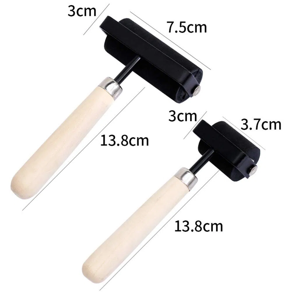 Supvox 2PCS Gummi-Leimwalze mit Holzgriff, Stempelfarbblock zum Drucken, Stempeln, Leimen