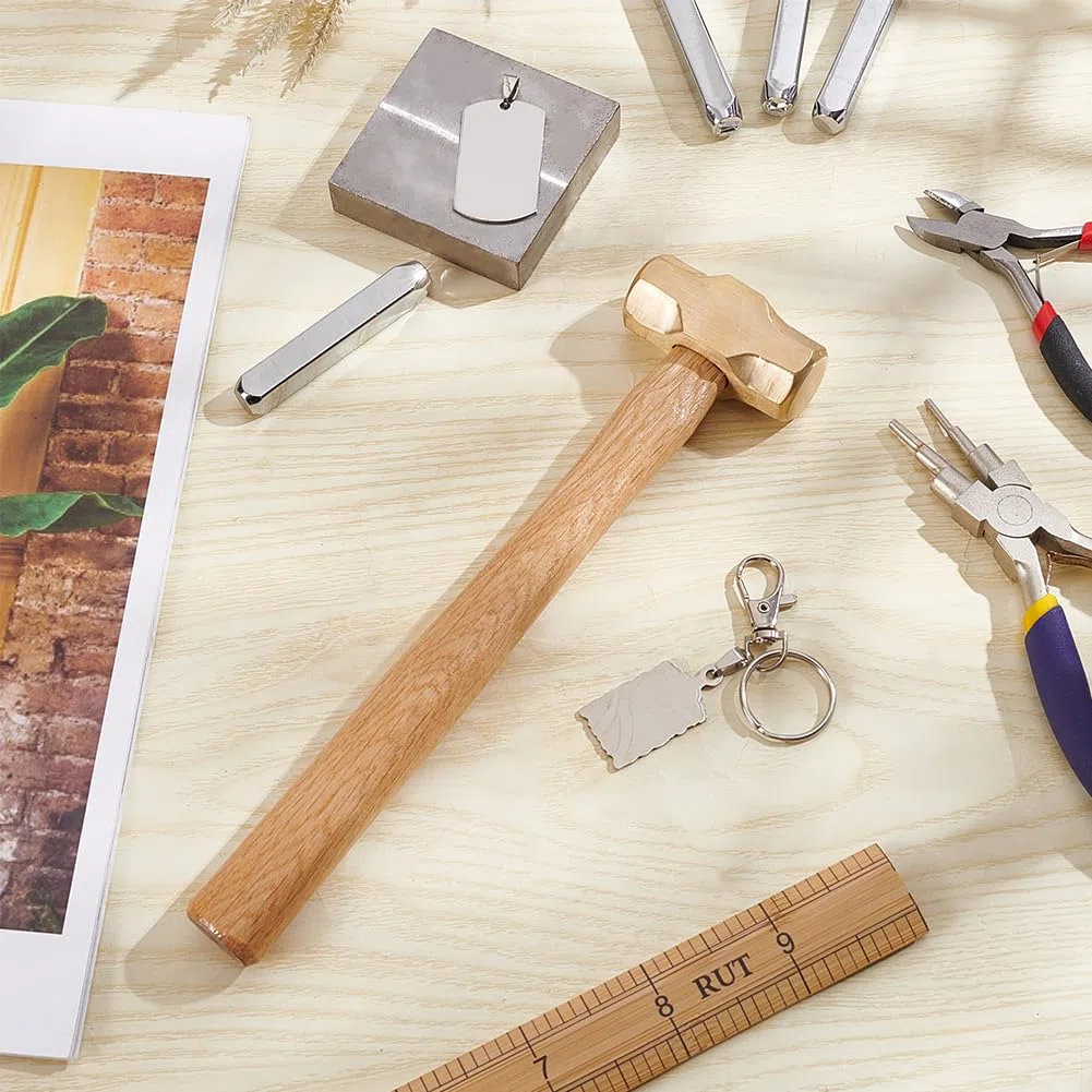 BENECREAT Vorschlaghammer Aus Messing, 23cm Langer Hammer Zur Schmuckherstellung, Hämmer Mit Buchenholzgriff Für Die Schmuckherstellung