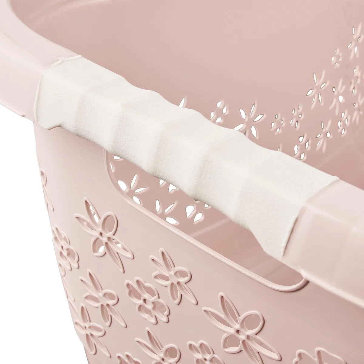 keeeper Ergonomischer Wäschekorb mit luftdurchlässigem Dekor, Anti-Rutsch-Softgriffe, 50 l, Lasse, Nordic Pink