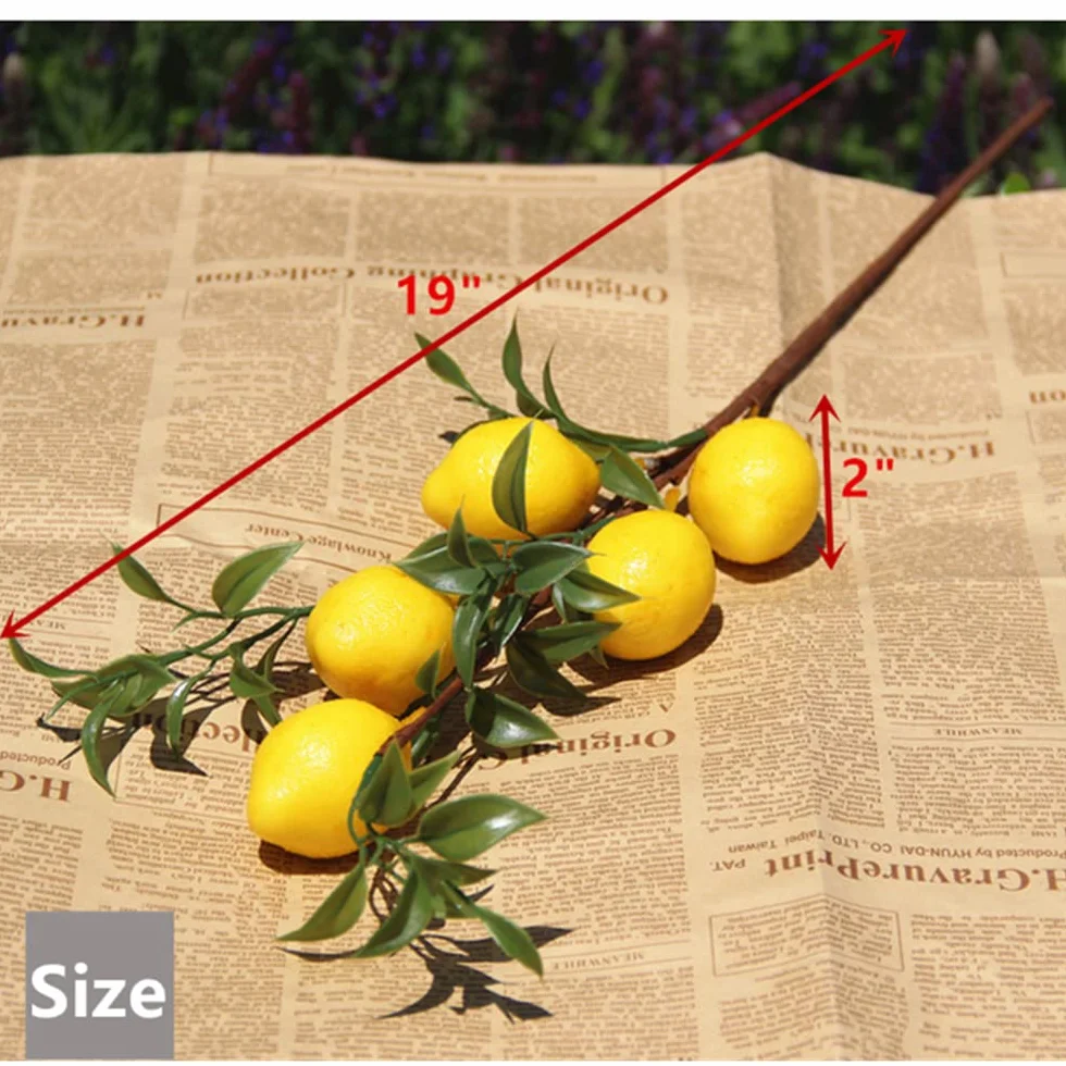 6 Stück 48,3 cm Zitronen-Dekoration, künstliche Zitronenzweige, schöne gelbe Zitronenzweige, Dekoration für Zuhause, Urlaub, Bauernhaus, Tischdekoration und Weihnachtsdekoration zu Hause