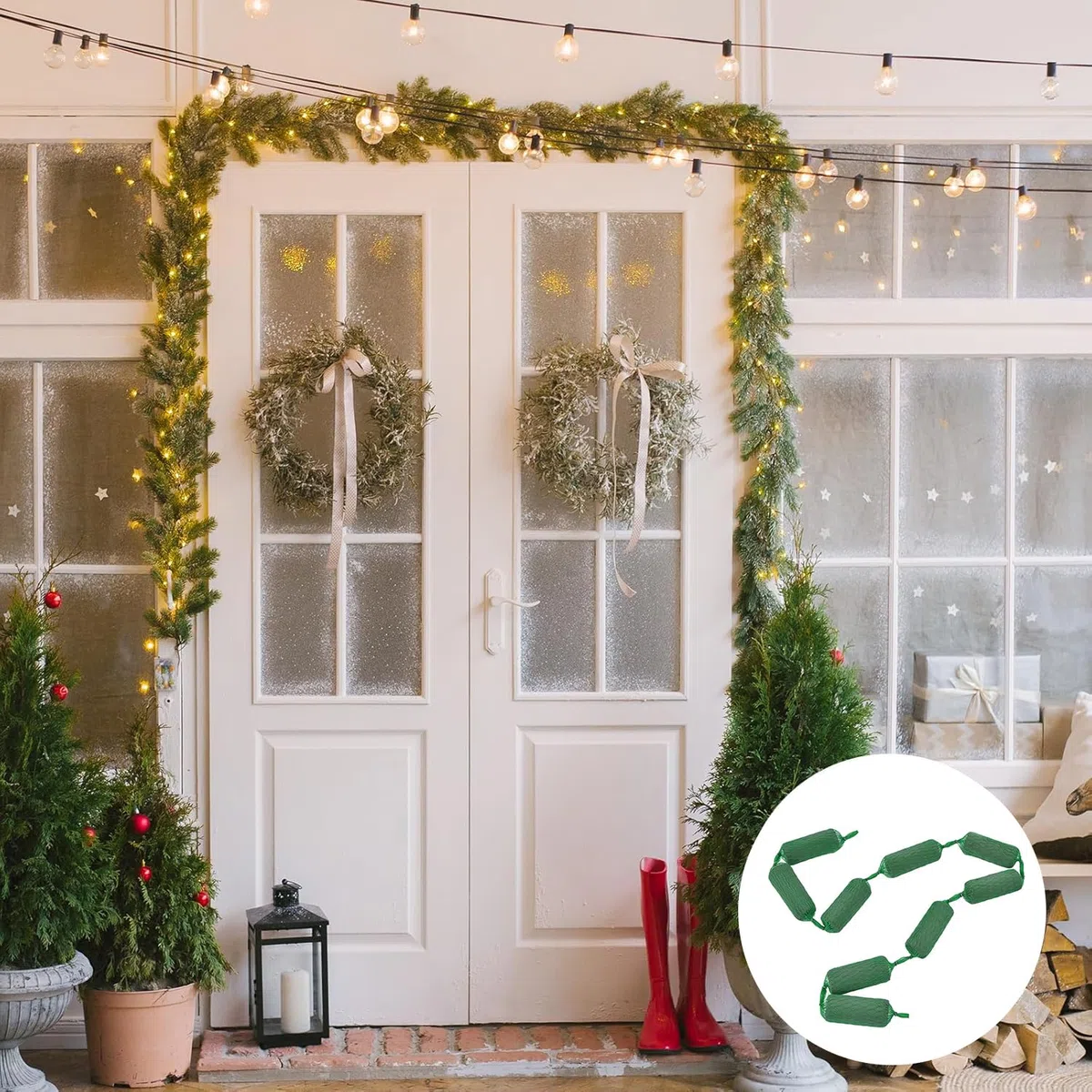 9 Stück Steckschwamm Girlande, Steckschaum für Blumen, Steckmasse für Kunstblumen, Steckschwamm für Blumen, Blumenschaum-Girlande, Dekorationsschaum für Blumengestecke, Grün (9)