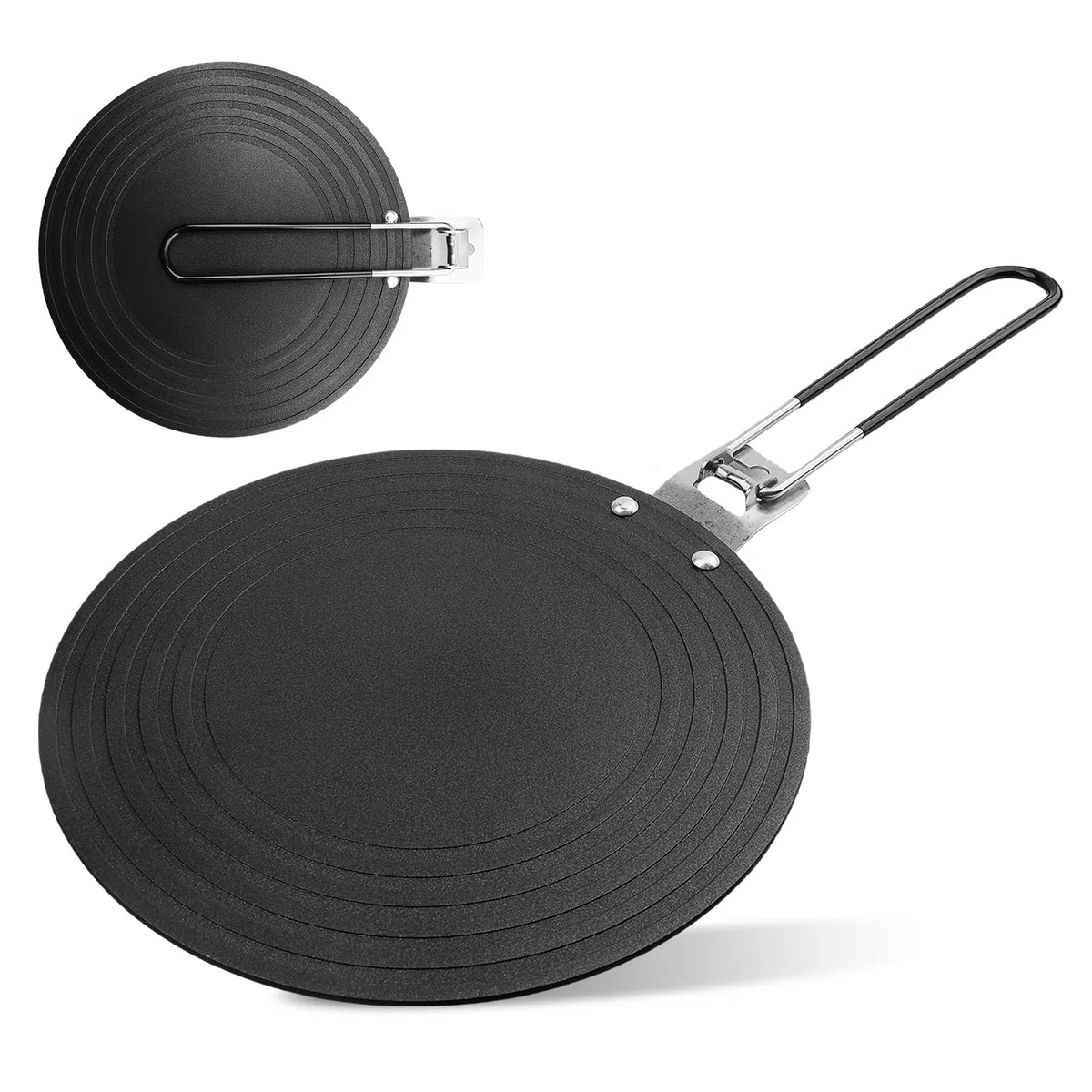 Hitze Diffusor für Gasherd, 24cm Runde Wärmediffusor für Gasherd, Auftauplatte aus Aluminiumlegierung Kochplatte Konverter Energiesparplatte mit Griff, Schnelles Auftauen und Gleichmäßige Wärmeleitung