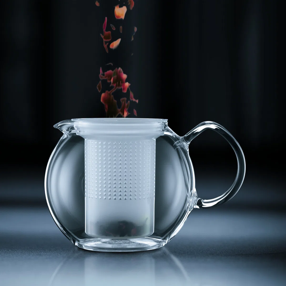 Bodum 1833-01 Teebereiter mit Glasgriff und farbigem Deckel, 1,5 L
