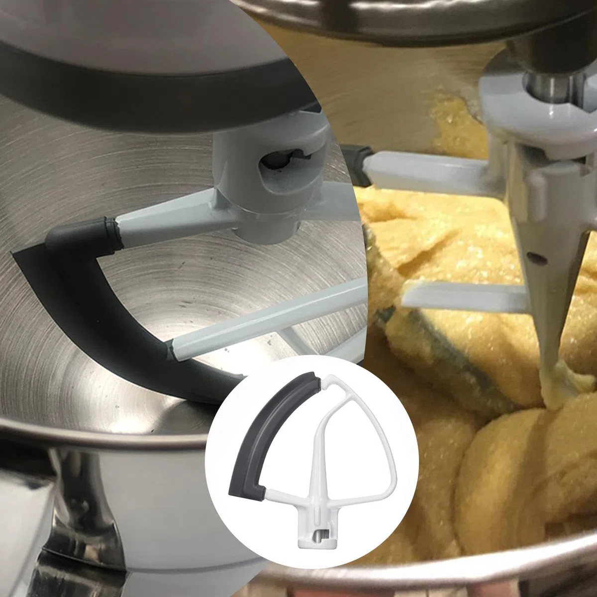 Flex Edge Schlägel für KitchenAid Mixer, Flexibler Flachrührer mit Silikonkanten, KitchenAid Zubehör für 4.5-5 Quart Schüsseln, Metall Küchenhelfer-Aufsatz, Kompatibel mit KitchenAid Stand Mixer