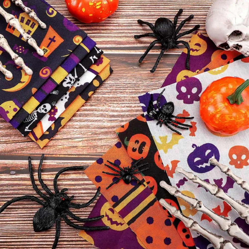 8 Stück/Set 50 x 50 cm Patchwork Stoffe Paket aus aus 100% Baumwolle Stoffbündel Nähen Stoffreste Baumwollstoff meterware Stoffpaket Quilten Stoff DIY Basteln Baumwolltuch Halloween-Serie