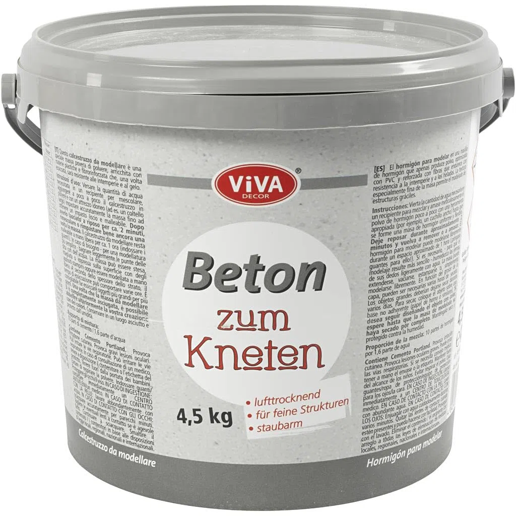 Viva Decor Beton zum Kneten – Kreativer Bastelbeton im 4,5 kg Eimer für vielseitige DIY-Projekte