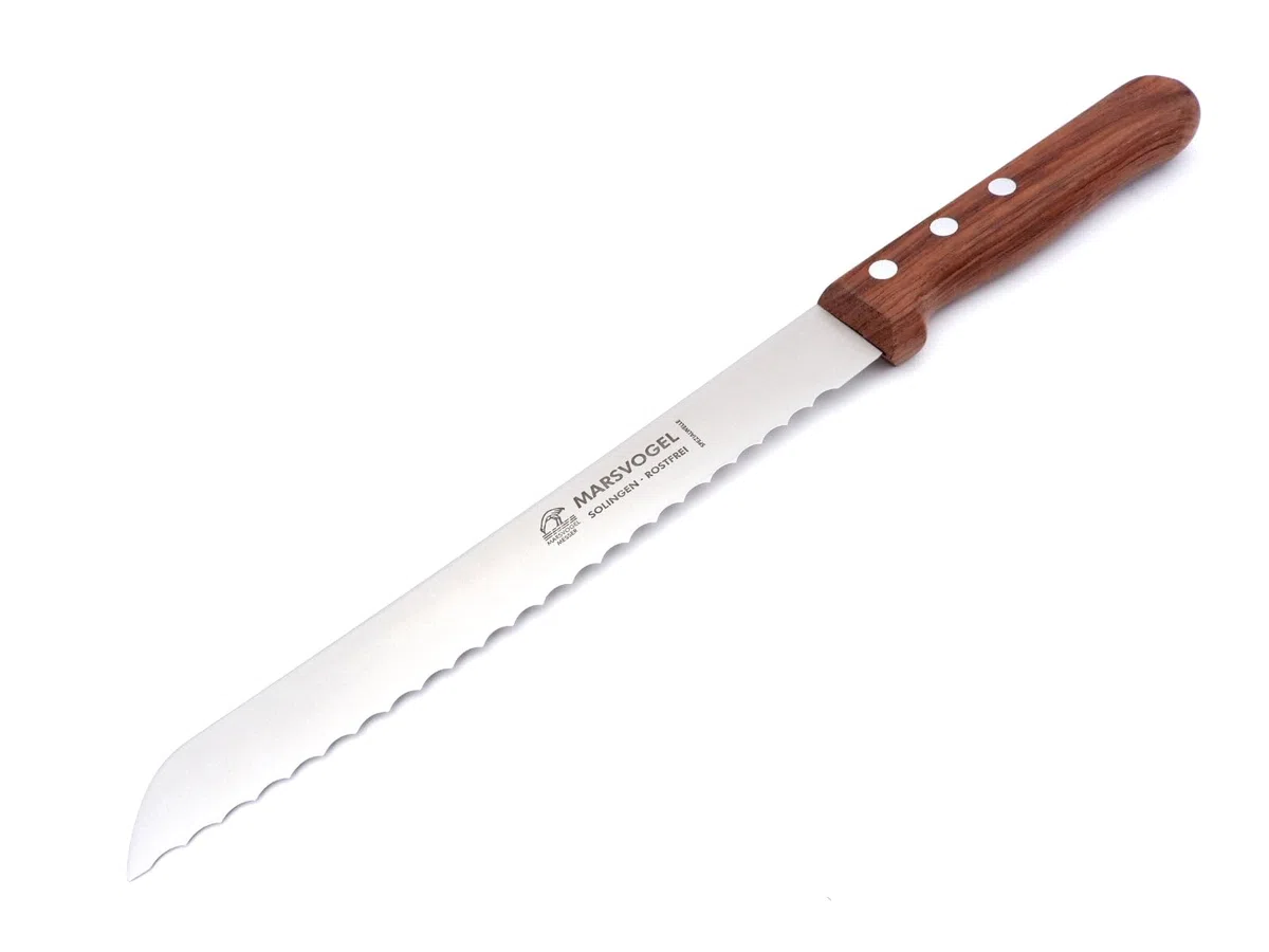 Marsvogel Brotmesser Solingen 20 cm I Brotschneidemesser 8 Zoll Wellenschliff I Edelstahl rostfrei I Holzgriff Bubinga I Messer Made in Germany