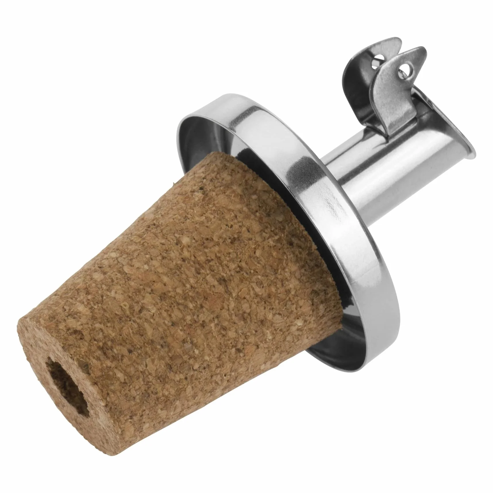 Westmark 4 Essig-/Öl-Ausgießer + 4 Ersatzkorken, mit Kläppchen, Metall/rostfreier Edelstahl, Naturkorken, Inox Essig-Spezial, 479022E3
