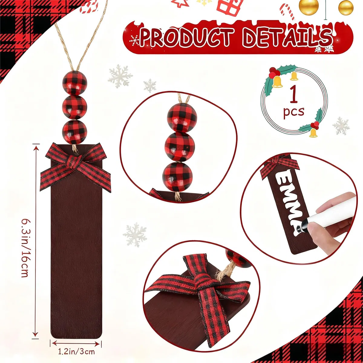 Personalisiert Weihnachtsstrümpfe mit Namen (selbst beschriftbar, Nicht gedruckt) -Großer Nikolausstrumpf als hängende Stockings Deko für Kamin, Weihnachtsbaum & Familienfeier (Rentier)