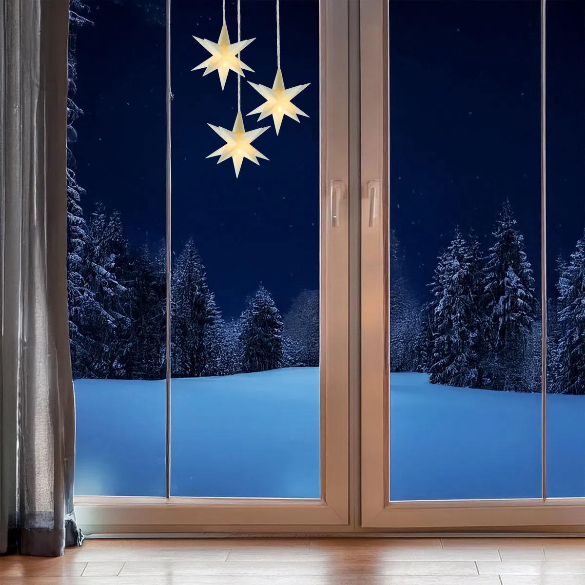 Spetebo LED Weihnachtsstern 3D warm weiß 12 cm 3er Set mit Timer - weiß - Deko Leuchtstern Batterie betrieben für Innen - Stern Leuchte Fensterdeko Weihnachten Advent Winter Deko Beleuchtung