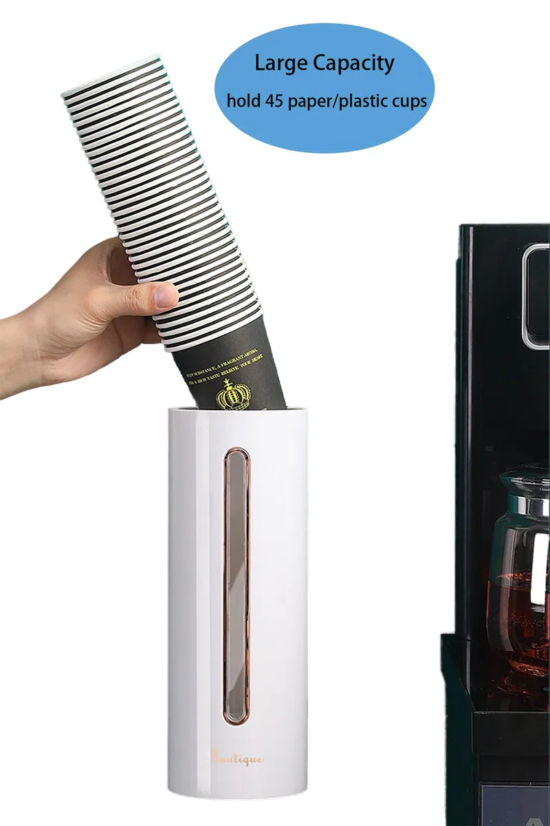 Pappbecher-Spender Umweltfreundlichem Kunststoff Becherspender mit Wandmontage, Wasser- und Staubdicht, Wandbecher für Plastikbecher, Papierbecher und Papierkegel etc (Schwarz)