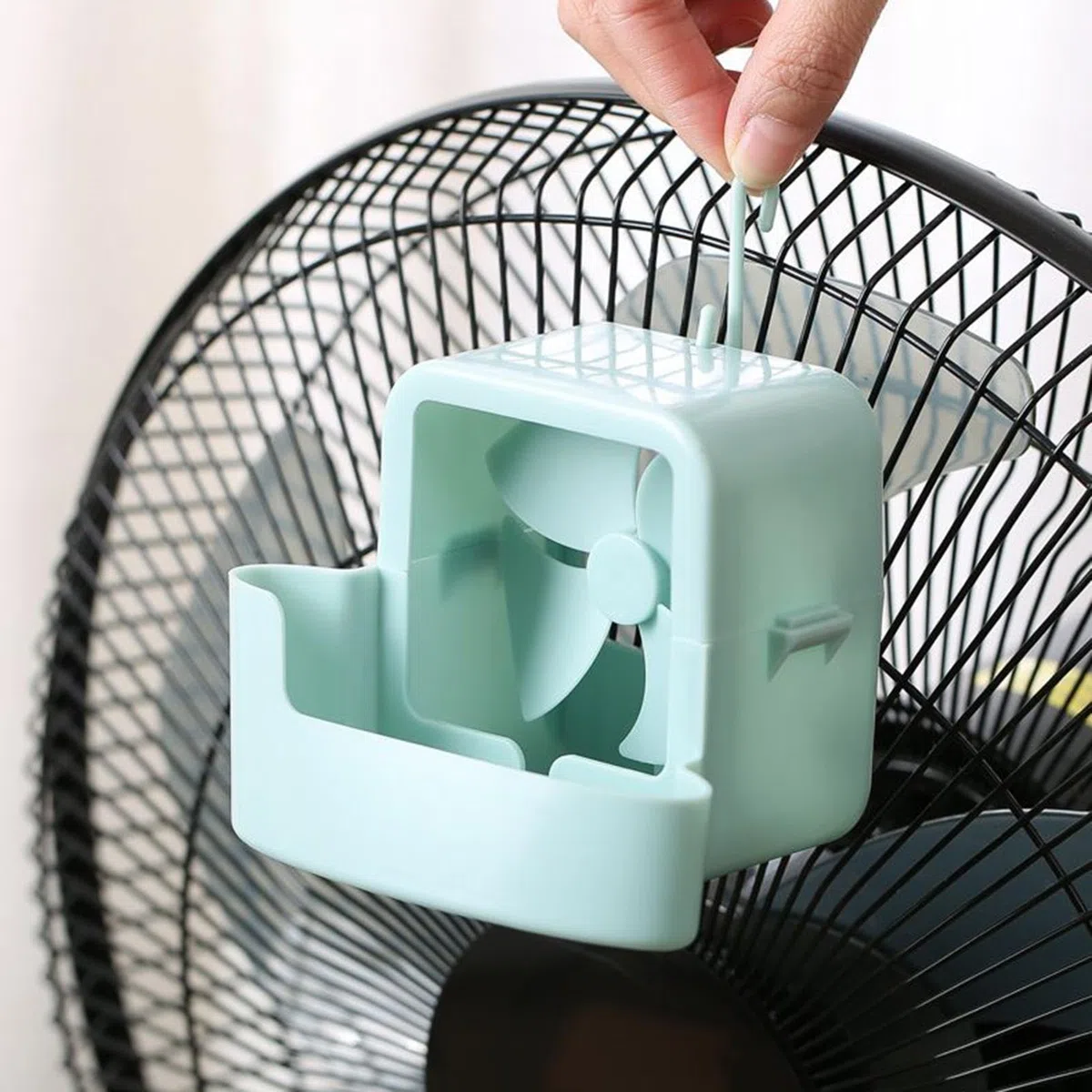 Doppelteiliges Windkühlungszubehör – Ventilator-Kühlaufsatz, -Luftstromverstärker-Set, Hakenmontierter Temperaturreduzierer, tragbare Sommer-Komfortlösung für drinnen und draußen, Wohnzimmer