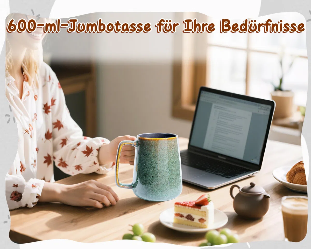Große Keramik Kaffeetassen, 24 Unzen / 700ml Extra Große Tassen, Für Cappuccino, Latte, Heiße Kakao Oder Heißes Tee- Geschenk (24 oz Dark Green)