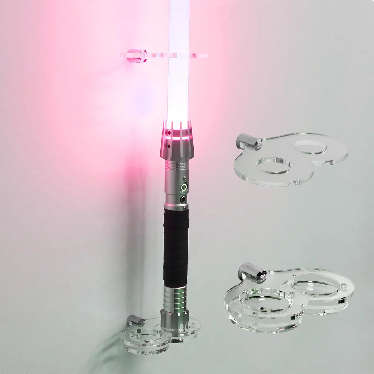 Lightsaber Wandhalterung, vertikale Halterung für Lichtschwert – Klarer Acryl-Displayständer für die meisten Lichtschwerter, robuste Wandhalterung (Transparent, 2 Loch)