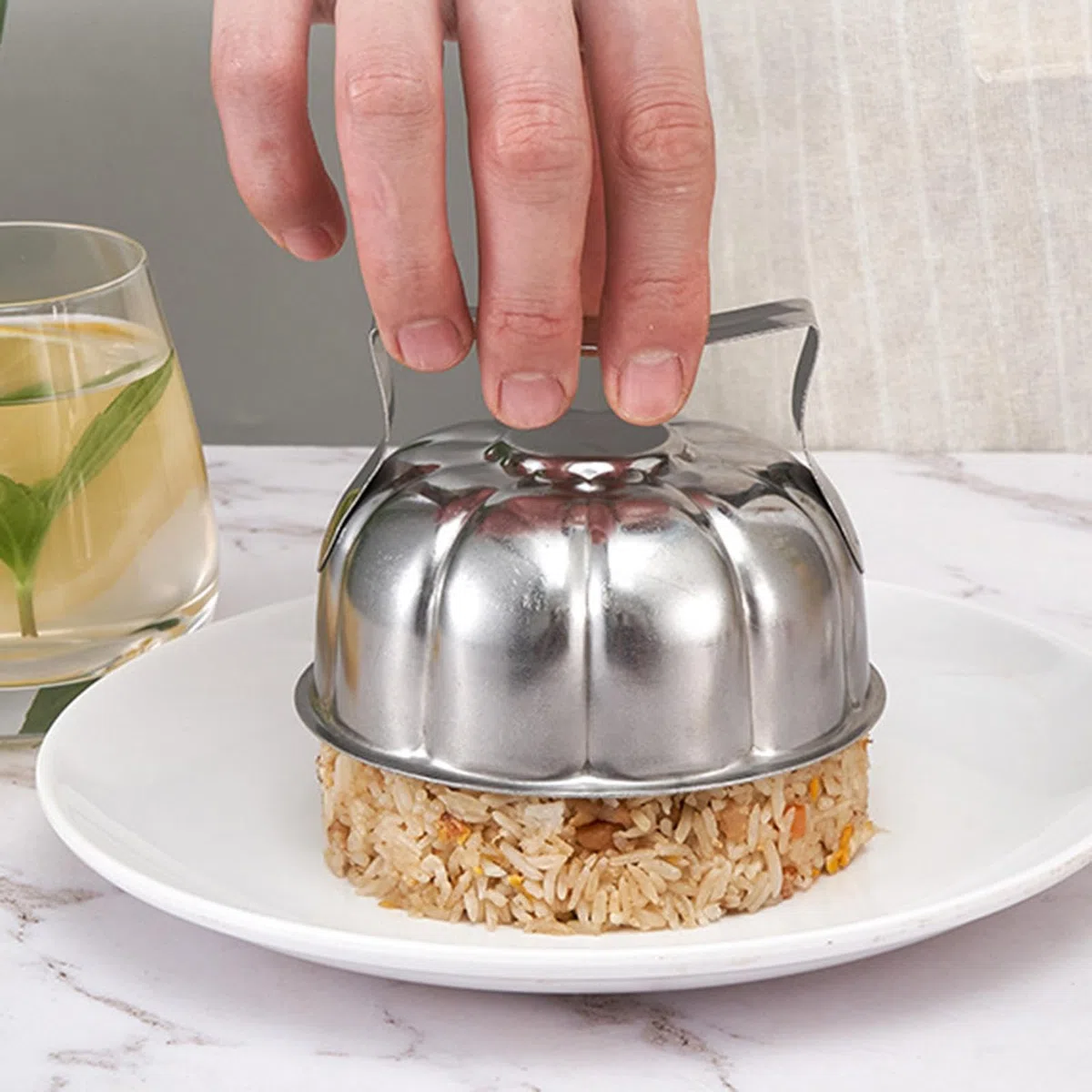 Generisch Stainless Steel Rice Mold, Fried Rice Shaper, Versatile Cooking Utensils 4.13x2.95in, Authentic & Easy to Use, Practical Shaping Mold for Restaurant, Family Gathering
