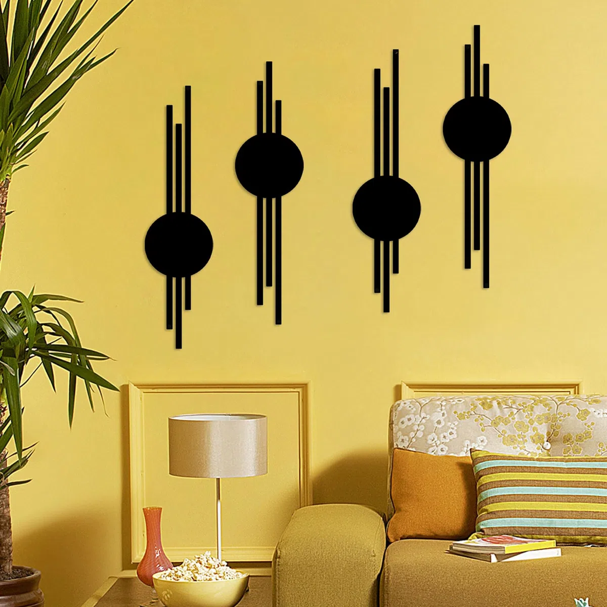 DUOOLN Abstrakte Metall-Wanddekoration, schwarz, modern, geometrisch, hängende Gemälde, minimalistische Linienkunst-Skulptur, Wohnzimmer, Schlafzimmer, Badezimmer, Büro, Bauernhaus-Dekoration