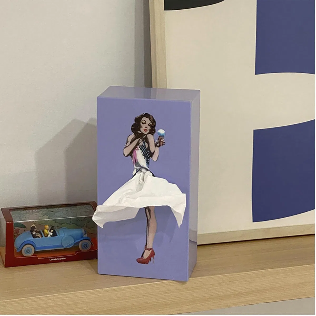 Flying Rock Mädchen Tissue-Box, Vintage Tissue-Box, Moderne Mädchen Schublade Box, Flying Skirt Tissue-Box, Spaß dekorative Ornamente (#Lila)