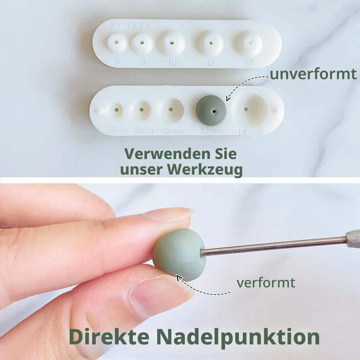 Keoker Perlenlochmacher für Polymer Clay, Piercing Ton Werkzeug, 5 Größen: 6, 8, 10, 12, 14 mm, Kunstharz, Erwachsene, Unisex, Rot, Nicht zusammenklappbar