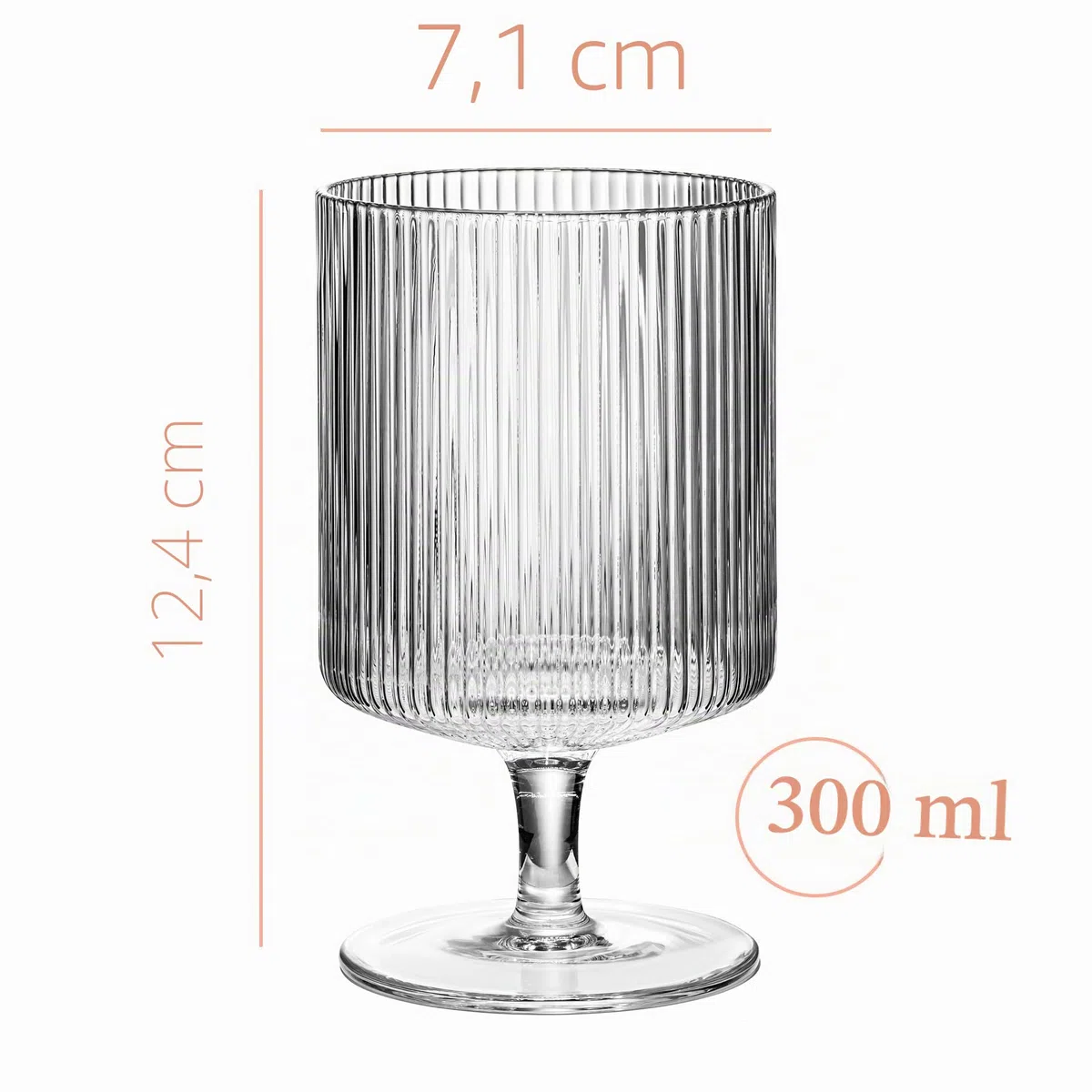 GLASSIQUE CADEAU Vintage Art Deco Gerippte Kristall Gin Cocktailgläser mit Stiel | 4er set | 300 ml Geriffelte Ausgefallene Kelch Trinkgläser für Cocktails