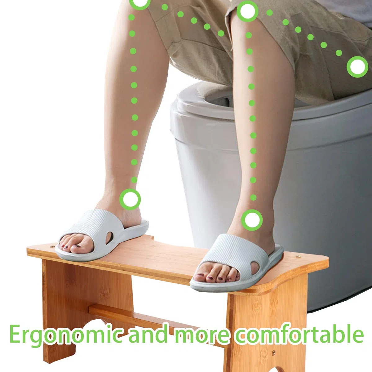 ASelected Toilettenhocker Kackhocker 30 x 19 x 17 cm Toilettenfußpedal aus Holz Squatty Potty Tragbarer Kurzer Hocker (Holzfarbe)