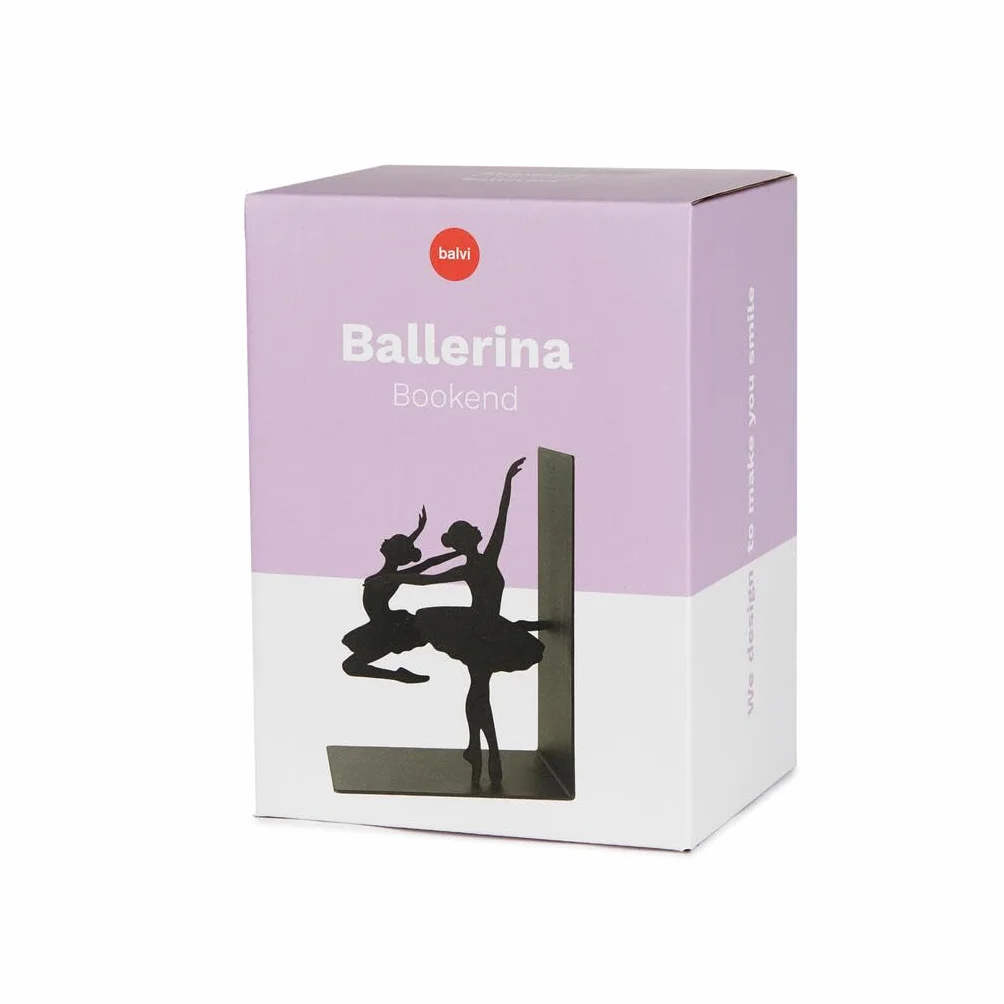 Balvi Buchstütze Ballerina Schwarz Farbe Halterung mit Rutschfester Unterseite Metall
