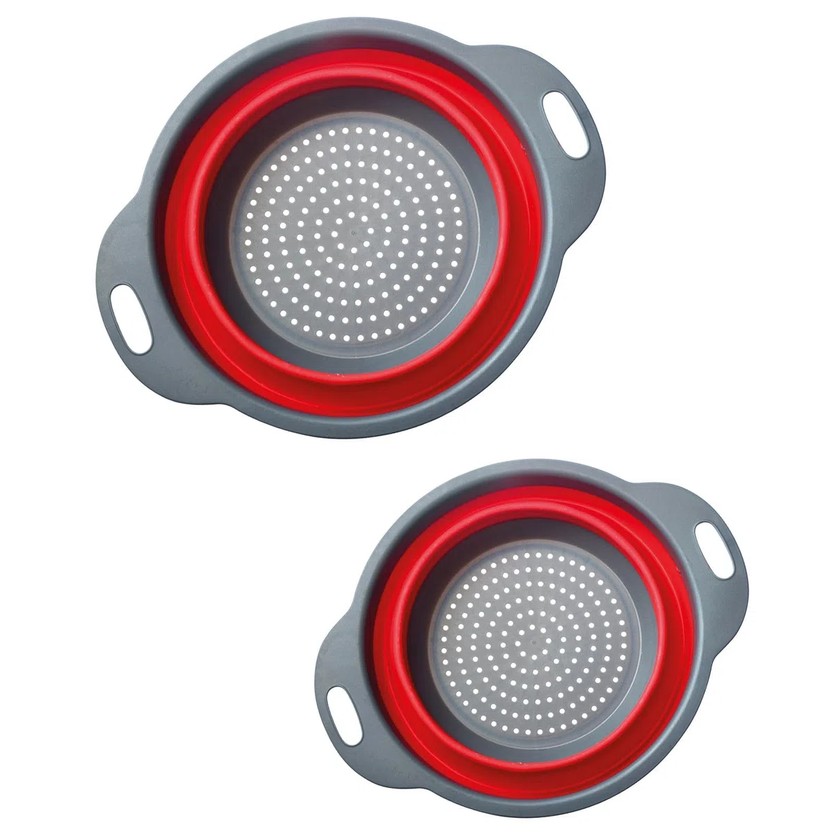 Westmark Seiher-Set, 2tlg., Faltbar, je 1x Ø 22 cm und 18,5 cm, Kunststoff, Anthrazit/Rot, 212222E6