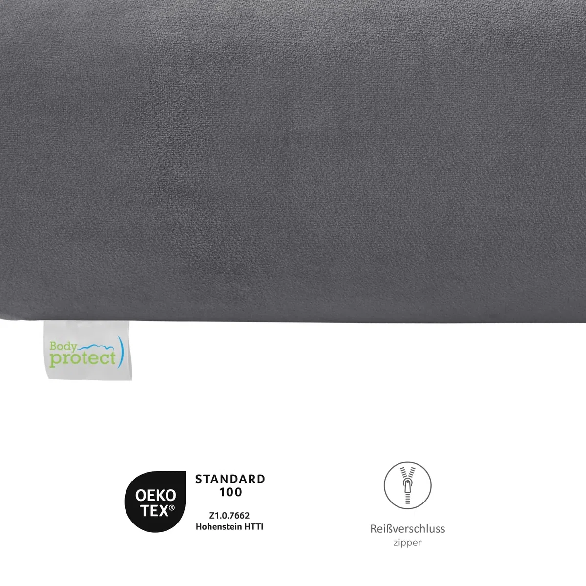 Bodyprotect Nackenrolle 15x40 cm mit weichem Mikroplüsch Bezug, Nackenkissen 15 x 40 cm, Kissen, Kissenrolle, Neck Pillow, Kopfkissen, Oeko-TEX, Made in EU, bis 40 Grad waschbar