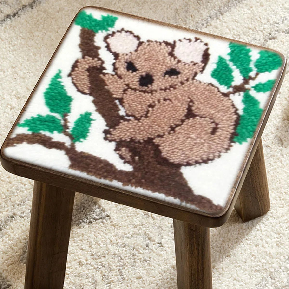 Knüpfhaken-Teppiche für Kinder – 30 x 30 cm DIY Teppich-Häkelgarn-Set, Garnteppich-Hakensets, Bastelset, Nadel – Mehrzweck-Bastelprojekt für Erwachsene, Kinder, Damen und Herren