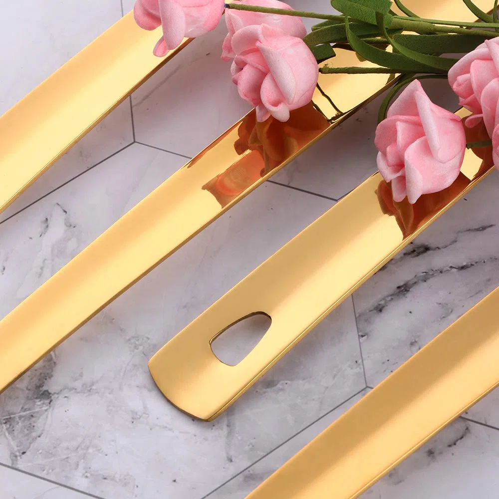 13 Zoll Servierlöffel Set, 4 Stück Edelstahl-Buffetlöffel, silberne Servierlöffel mit langem Stiel für Catering, spülmaschinenfest (Gold)