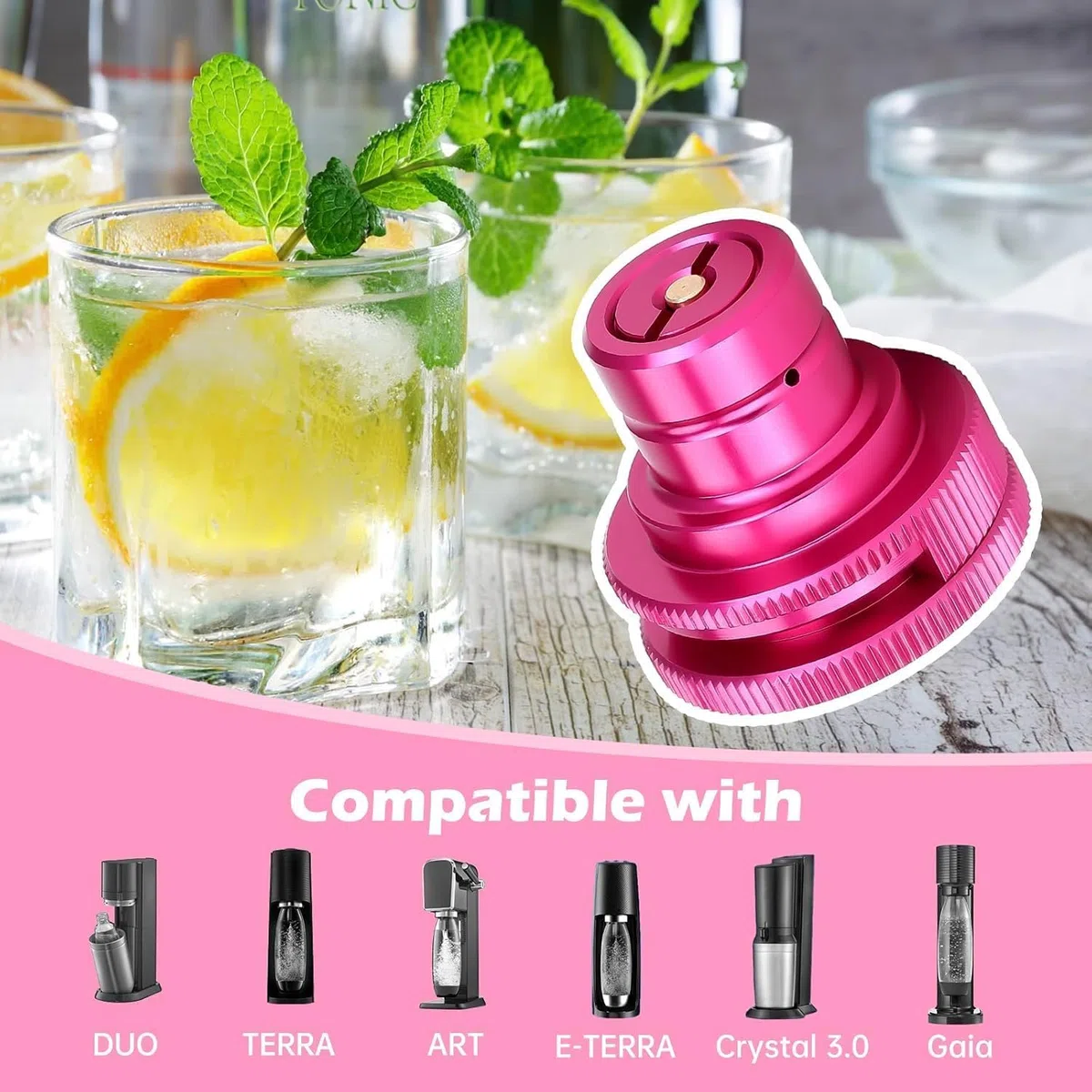 CO2 Quick Adapter, Aufgerüstet Soda Zylinder Quick Connect für CO2 Soda Kompatibel mit Duo/Terra/Art/E-Duo/Crystal 3.0/Gaia Sprudelwasserbereiter, Schnelladapter fur Soda Trapezgewinde TR21-4(F-QC3.0)