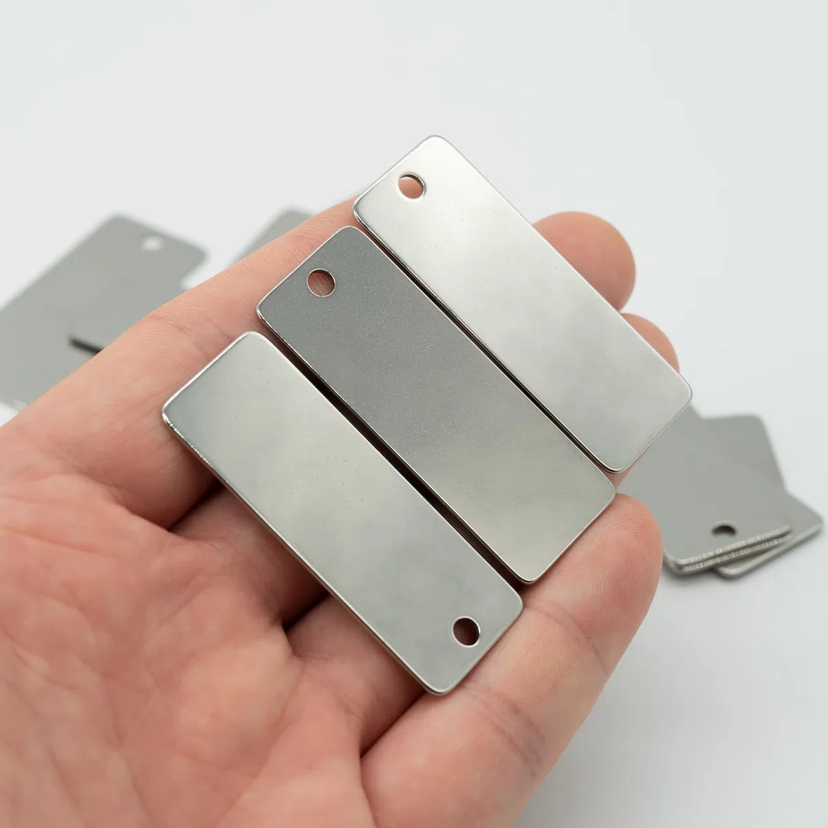 Metall-Gravurrohlinge, Edelstahl, rechteckig, blanko, 5 x 2 cm, 25 Stück, Epoxidharz