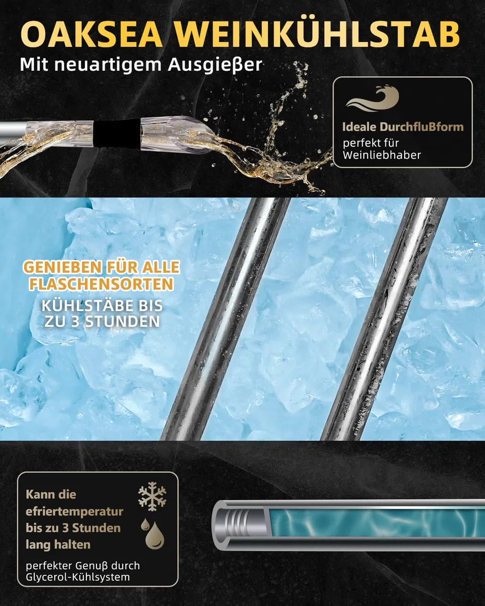 OAKSEA 7-in-1 Weinkühlstab Weihnachtsgeschenke, Weinkühler Geschenke für Männer Frauen Weihnachten, Ideales Adventskalender Geschenk für Weinliebhaber, Flaschenkühler Wein-Zubehör Wichtelgeschenke
