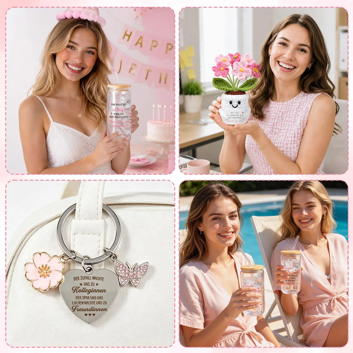 TUZELIYA Geschenke für Freundin - 500ml Trinkbecher Geburtstagsgeschenk für Frauen - Geschenkideen für Beste Freundin - Dankeschön Geschenk für Frau Familie Kollege Mama Freundinnen Nachbarin