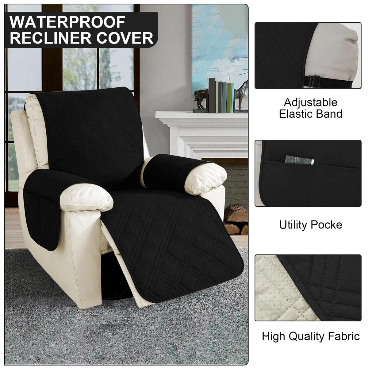 Sesselschoner für Relaxsessel Relaxsofa, 1 Sitzer Fernsehsessel Armlehne Sesselauflage, Sesselschoner mit Taschen, Wasserdicht rutschfest Möbelschutz für Sofa, Stuhl