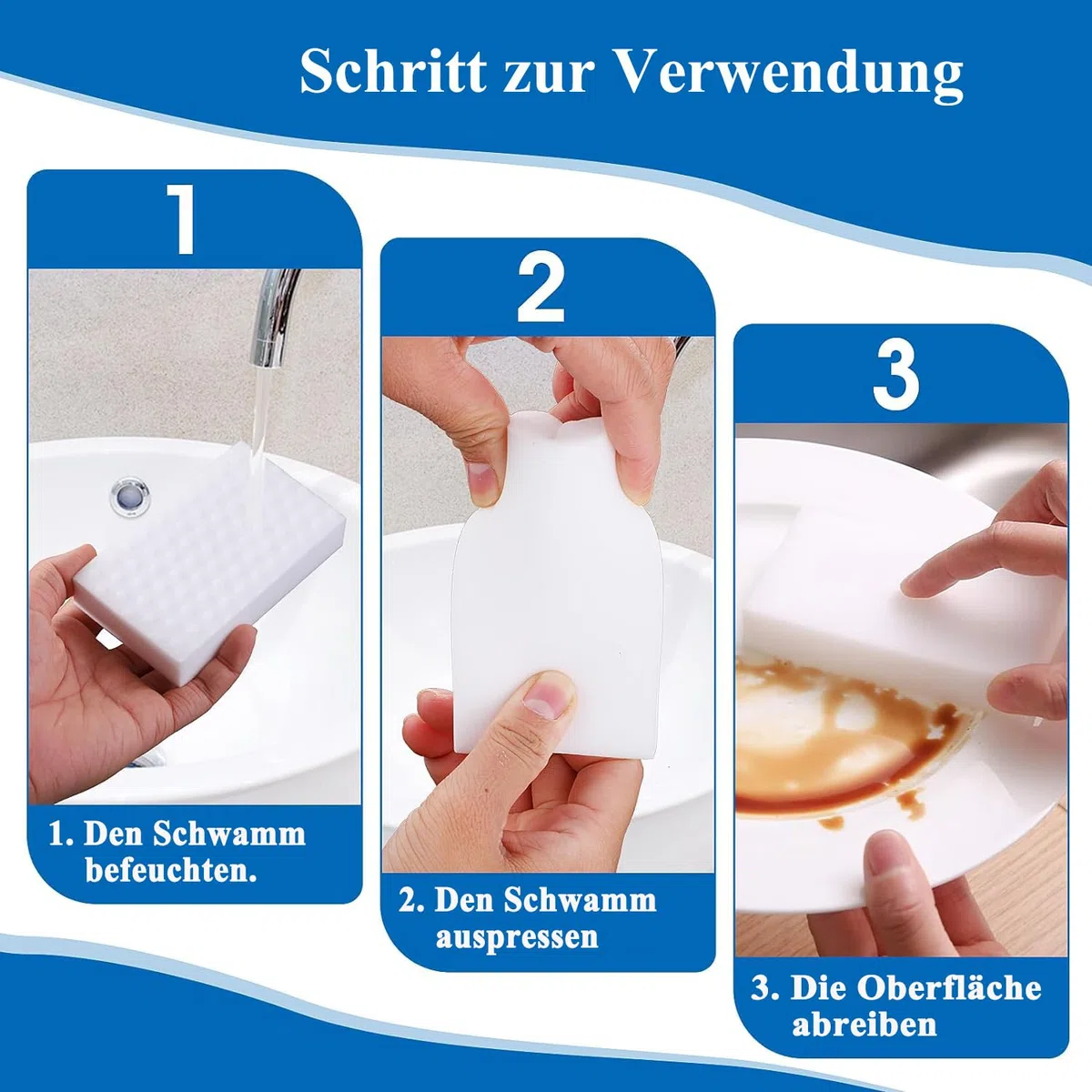 100 Stück Schmutzradierer Zauberschwamm, Premium Reinigungsschwamm Radierschwamm aus Melamin Schwamm Weiß Multifunktions-Putzschwamm für Haushalt, Küche, Bad, Wand, Schuhschwamm Ohne Chemie