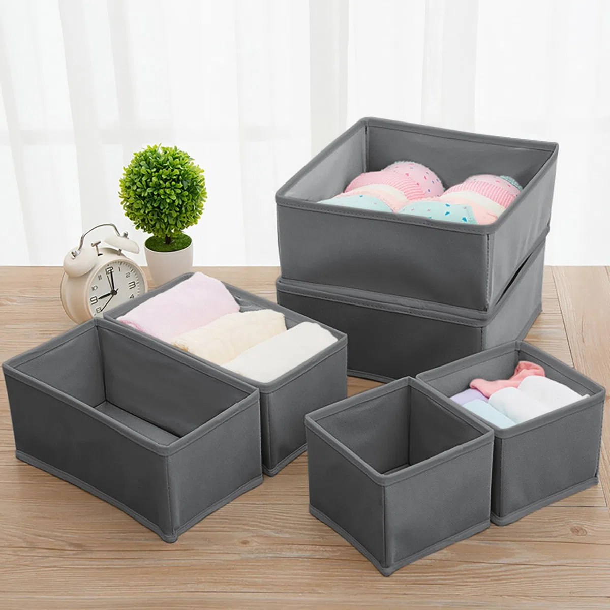 Schubladen organizer,schrank organizer,kleiderschrank organizer für Kleidung,Unterwäsche-Aufbewahrung,faltbar,Geeignet für Schlafzimmer,Schrank und Schubladen (Dunkelgrau, 12pcs)